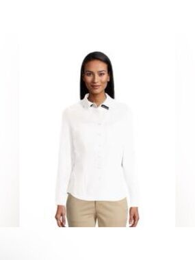 NWT Women's White Button-Down Work Shirt, Size L